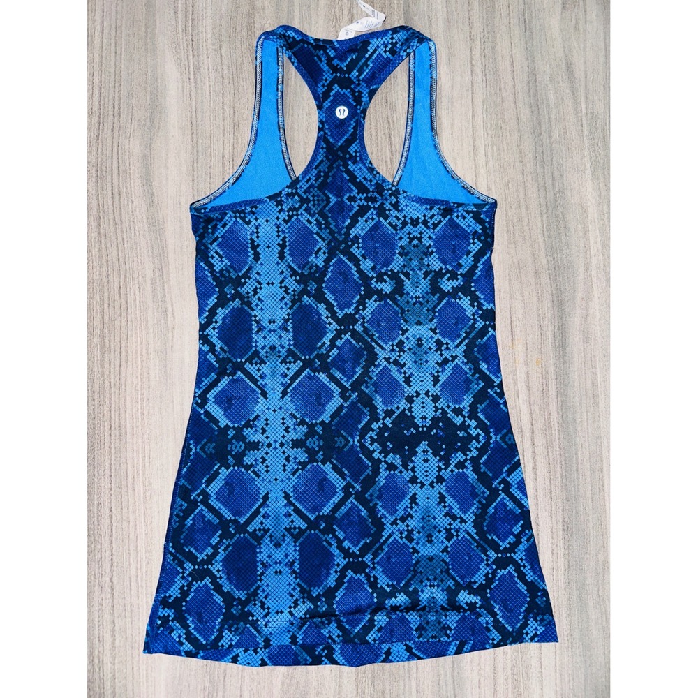 A5 Lululemon Racerback Tank Top Blue Snakeskin Athletic Sleeveless Size 4 - Picture 4 of 4